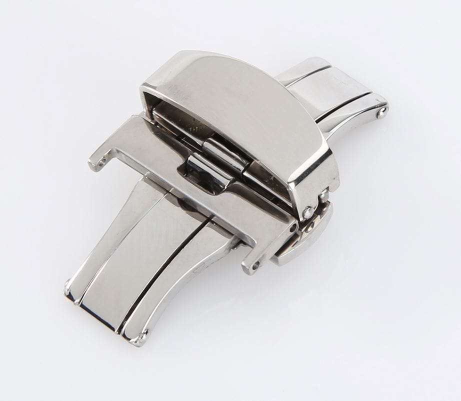 Deployant Clasp/Buckle with Double Push Button Release (Silver) - 18mm