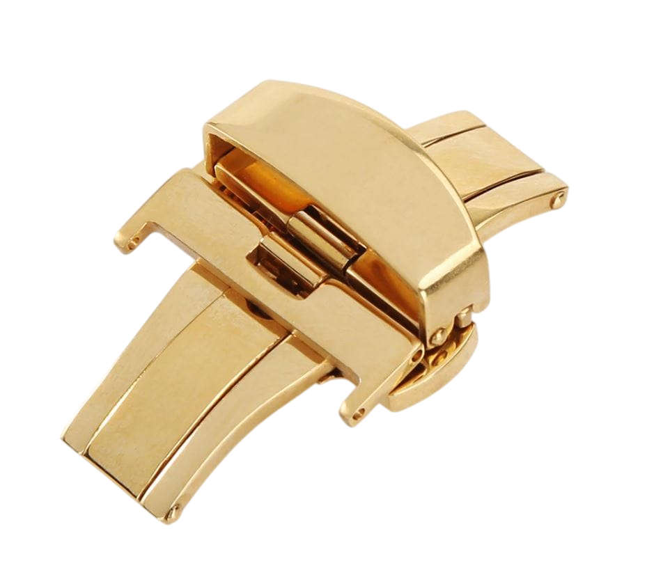 Deployant Clasp/Buckle with Double Push Button Release (Yellow Gold)