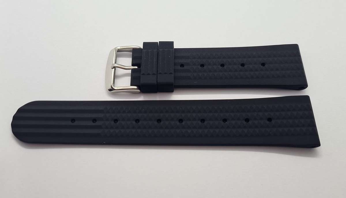 22mm Silicone Waffle Strap Black
