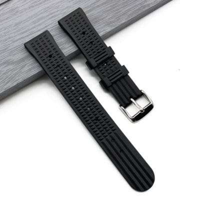 22mm Silicone Waffle Strap Black