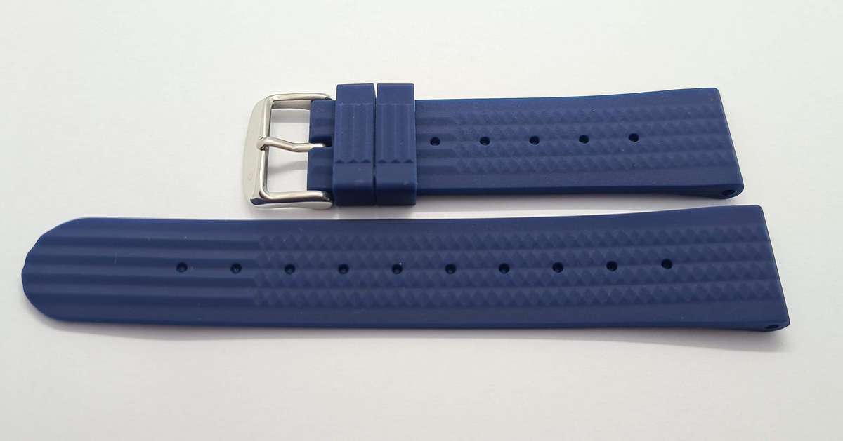 22mm Silicone Waffle Strap Navy Blue