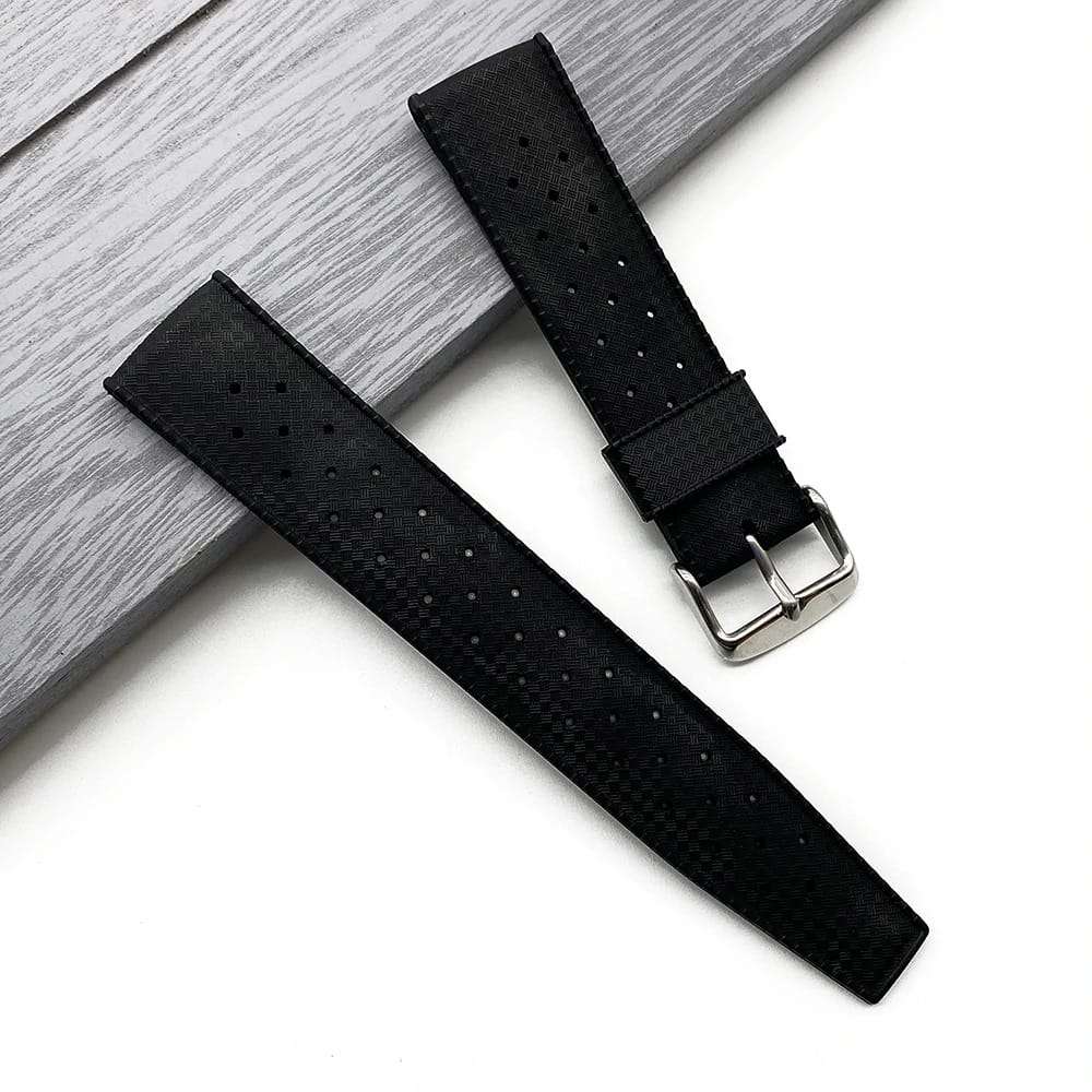 22mm Vintage Tropic Rubber Strap Black