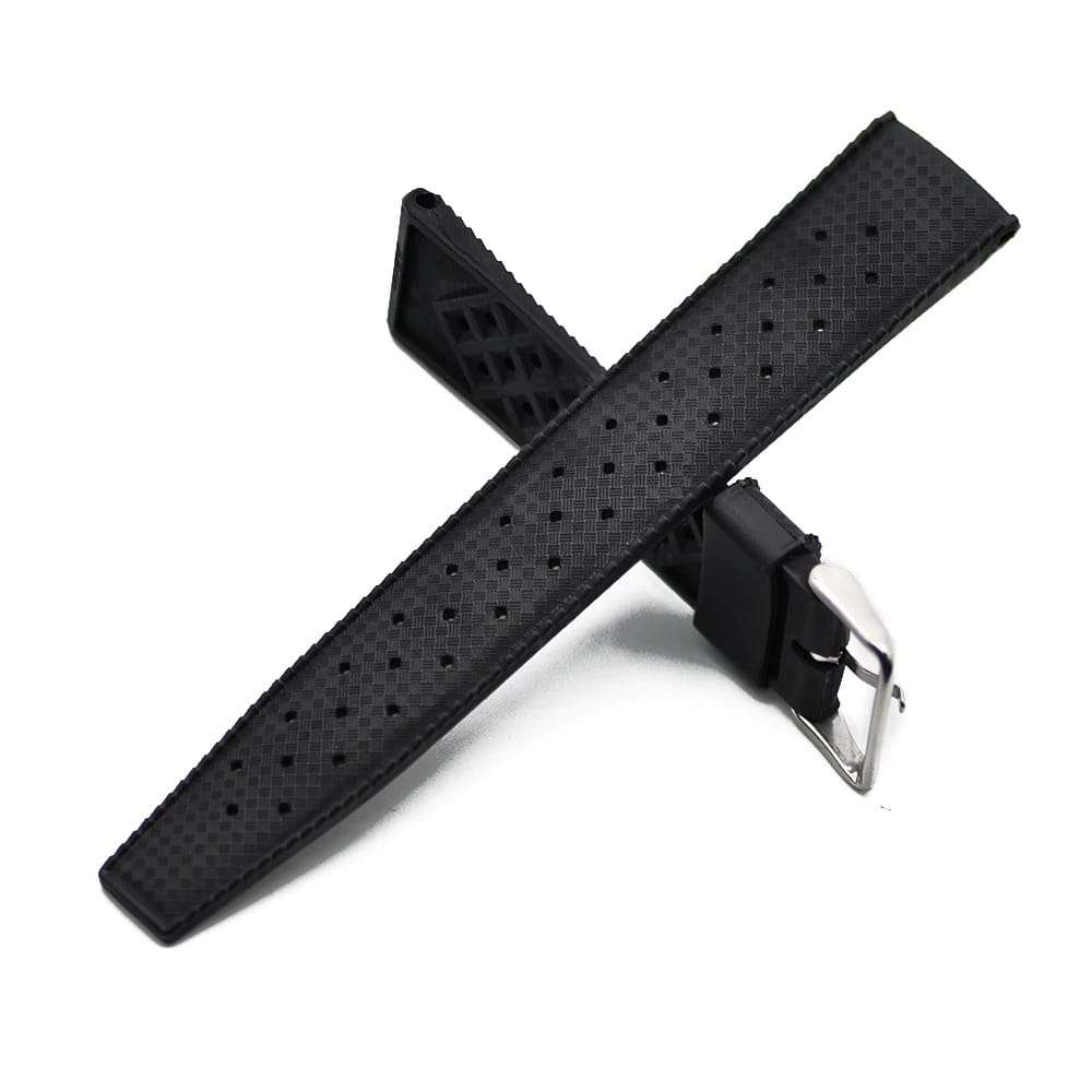 22mm Vintage Tropic Rubber Strap Black