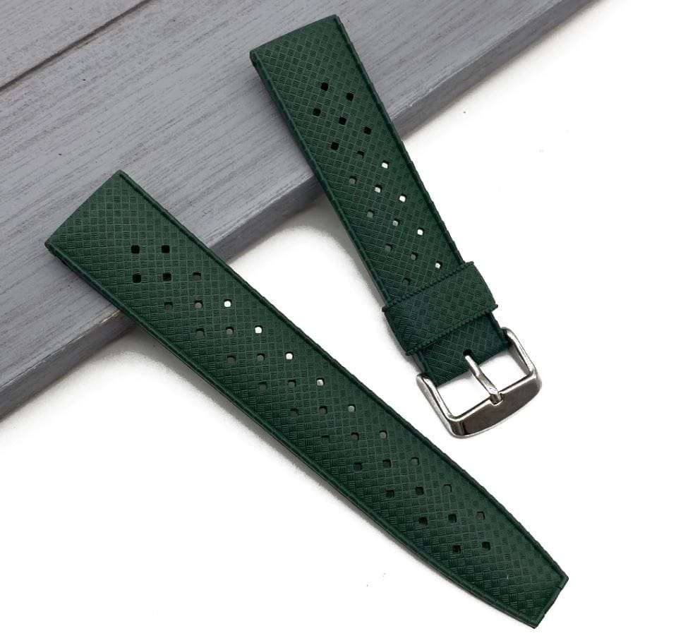 22mm Vintage Tropic Rubber Strap Green