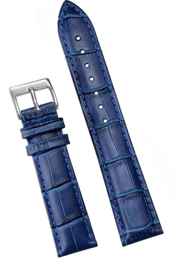 22mm Crocodile Pattern PU Leather Strap Blue