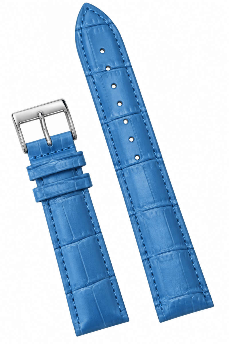 18mm Crocodile Pattern PU Leather Strap Blue