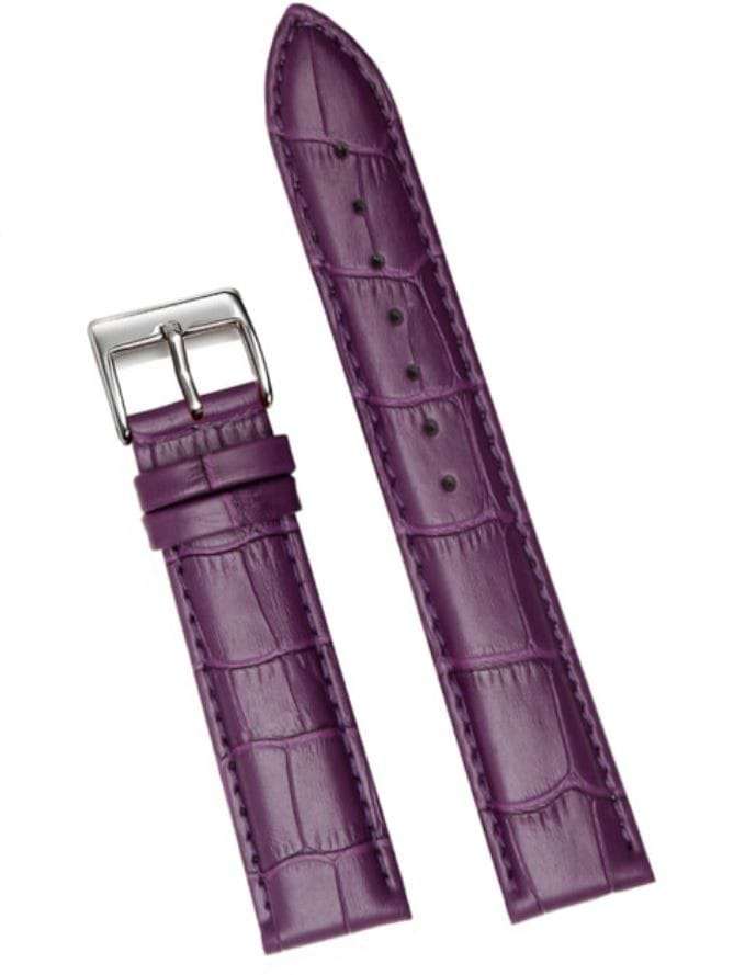 18mm Crocodile Pattern PU Leather Strap Purple