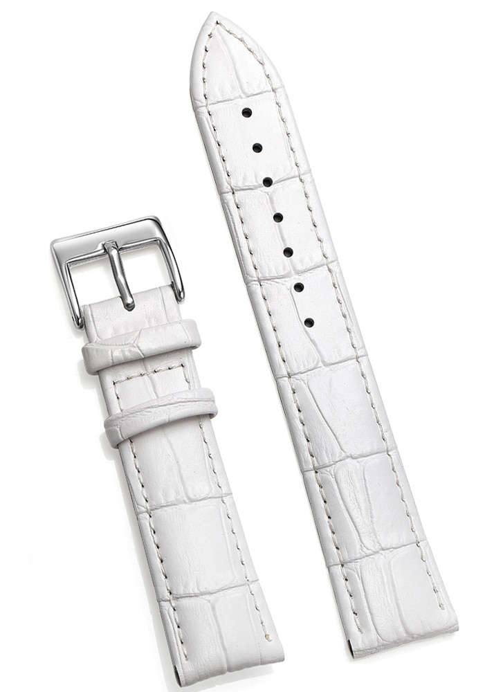 18mm Crocodile Pattern PU Leather Strap White
