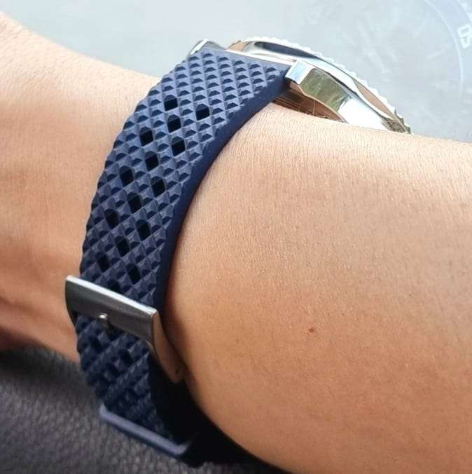 18mm Honeycomb Rubber Strap Navy Blue