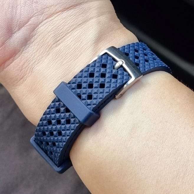 18mm Honeycomb Rubber Strap Navy Blue