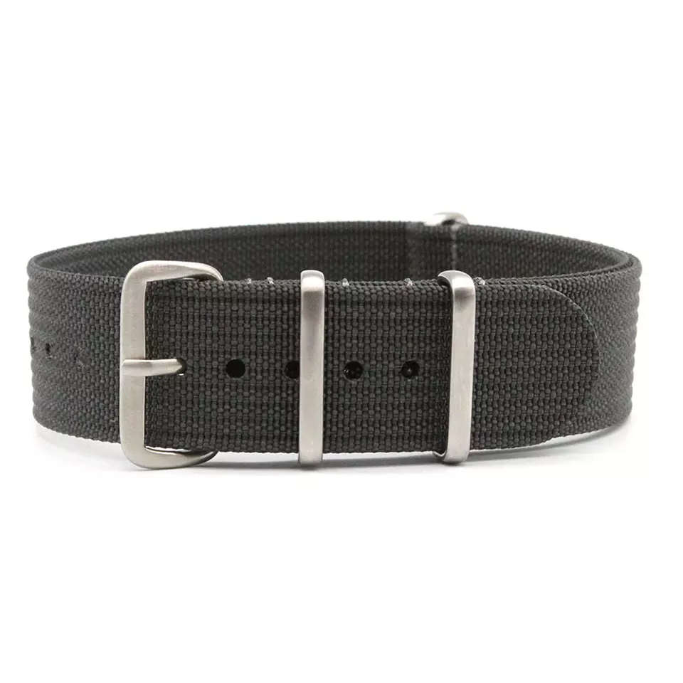 18mm Ribbed Nato Watch Strap Dark Grey