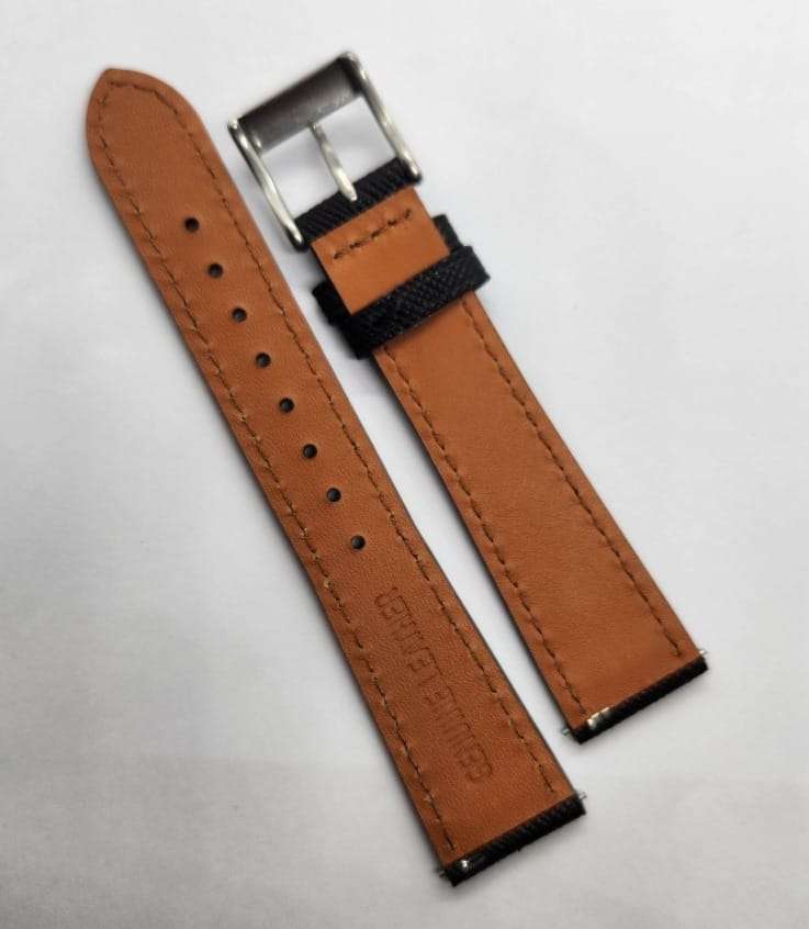 20mm Saffiano Pattern PU Leather Strap Black