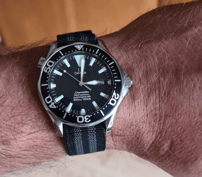 20mm Single Pass Elastic Nato Watch Strap Black/Grey (Bond)