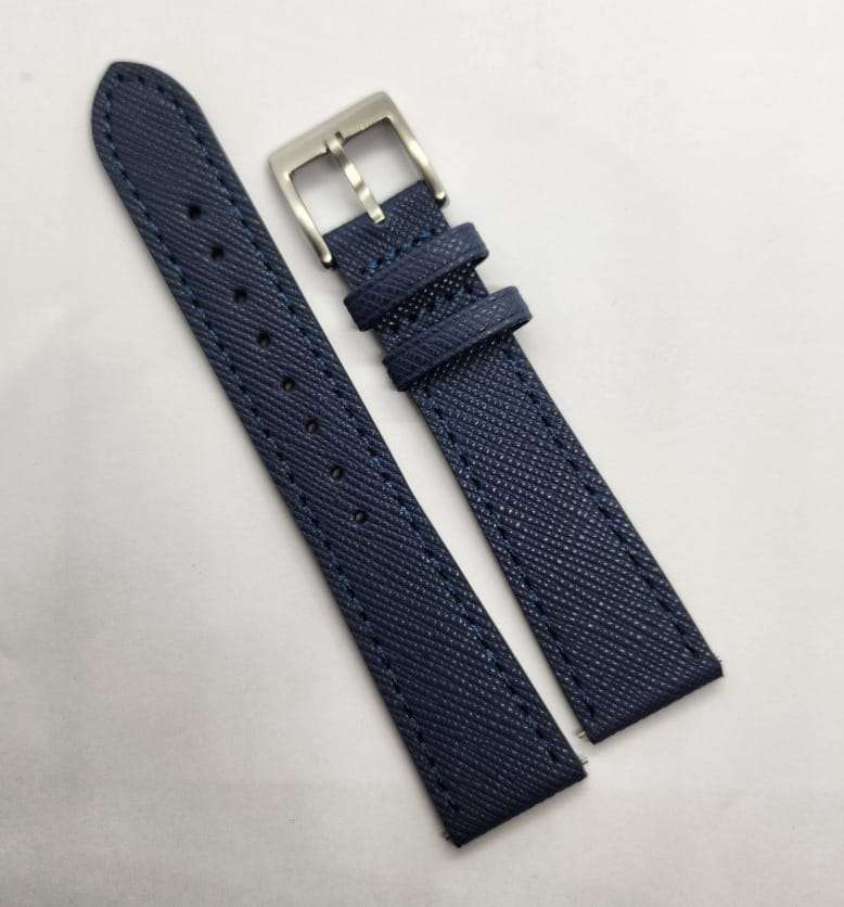 20mm Saffiano Pattern PU Leather Strap Blue