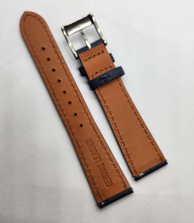 20mm Saffiano Pattern PU Leather Strap Blue