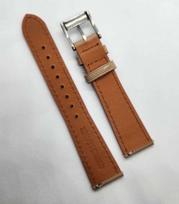 18mm Saffiano Pattern PU Leather Strap Cream