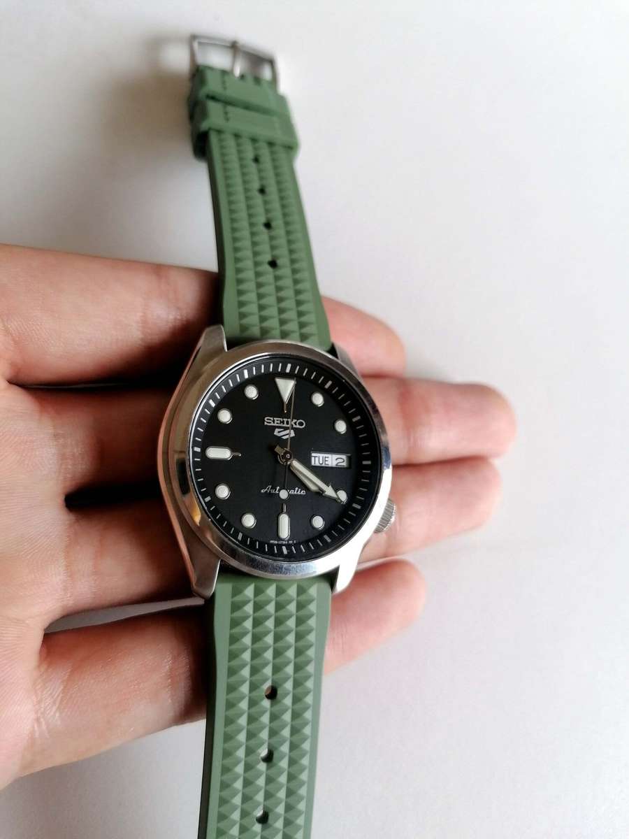 22mm Rubber Waffle Strap Green