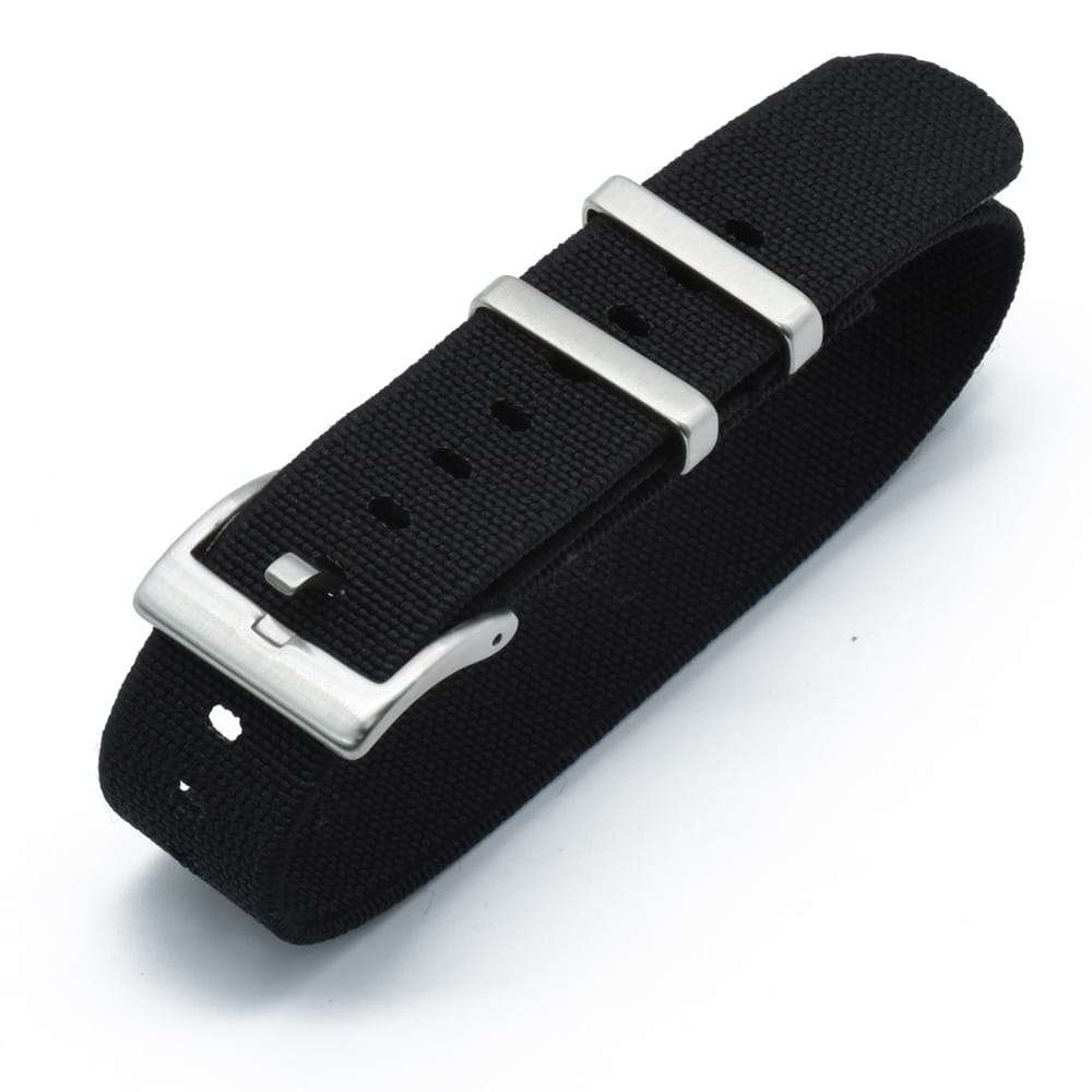 22mm Single Pass Elastic Nato Watch Strap Black