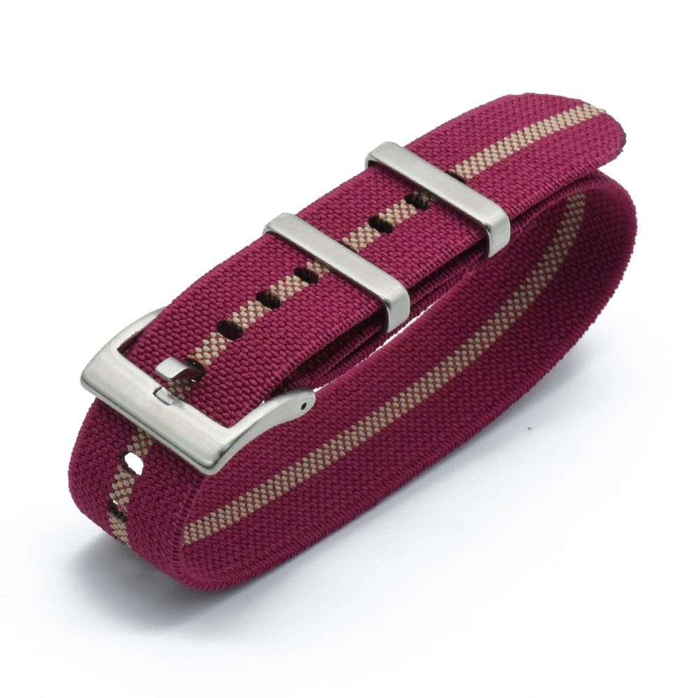 22mm Single Pass Elastic Nato Watch Strap Rose/Beige