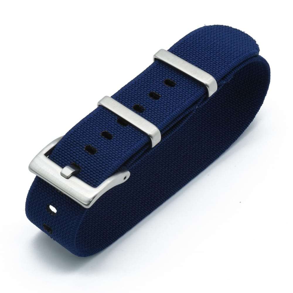 20mm Single Pass Elastic Nato Watch Strap Navy Blue
