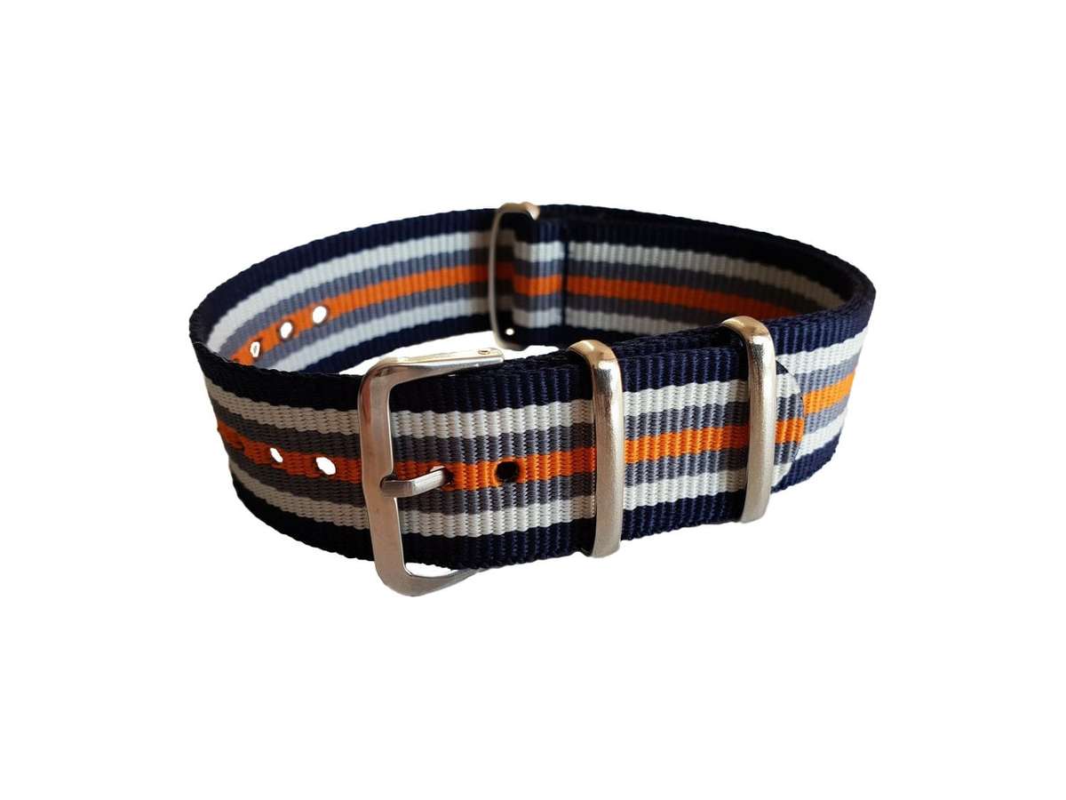 18mm Nato Watch Strap Navy/White/Grey/Orange