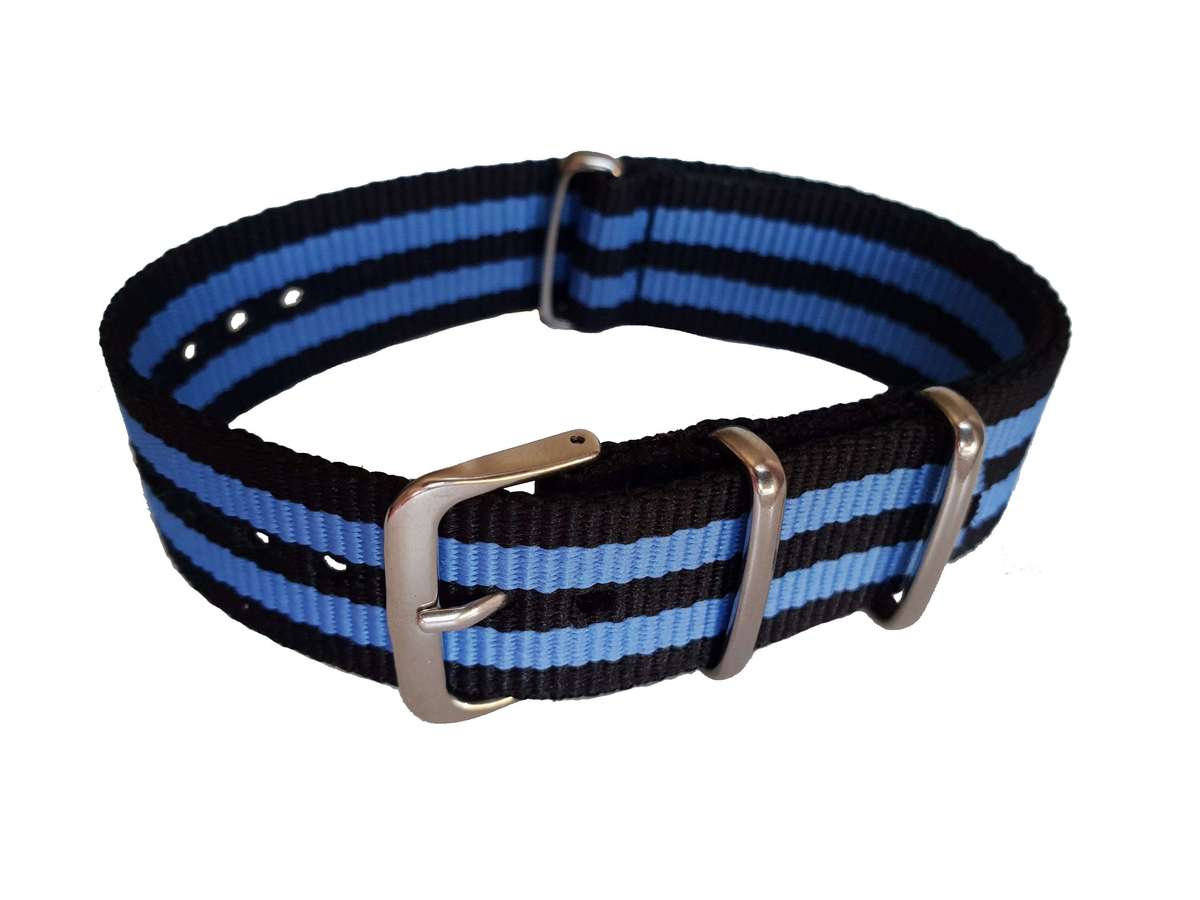 18mm Nato Watch Strap Black/Blue