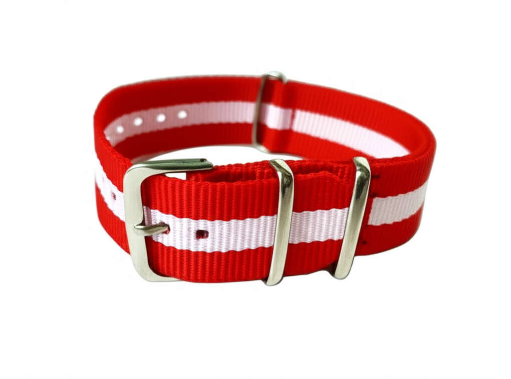 18mm Nato Watch Strap Red/White