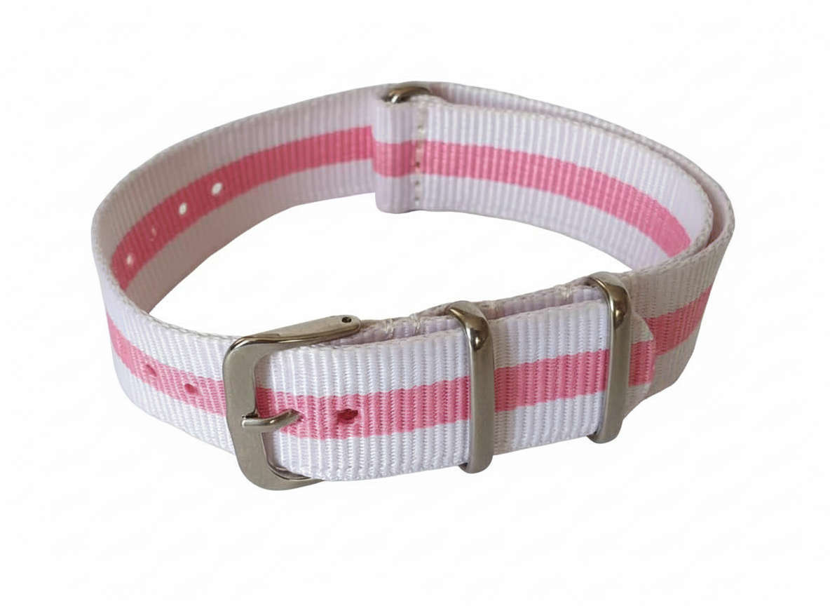 18mm Nato Watch Strap White/Pink