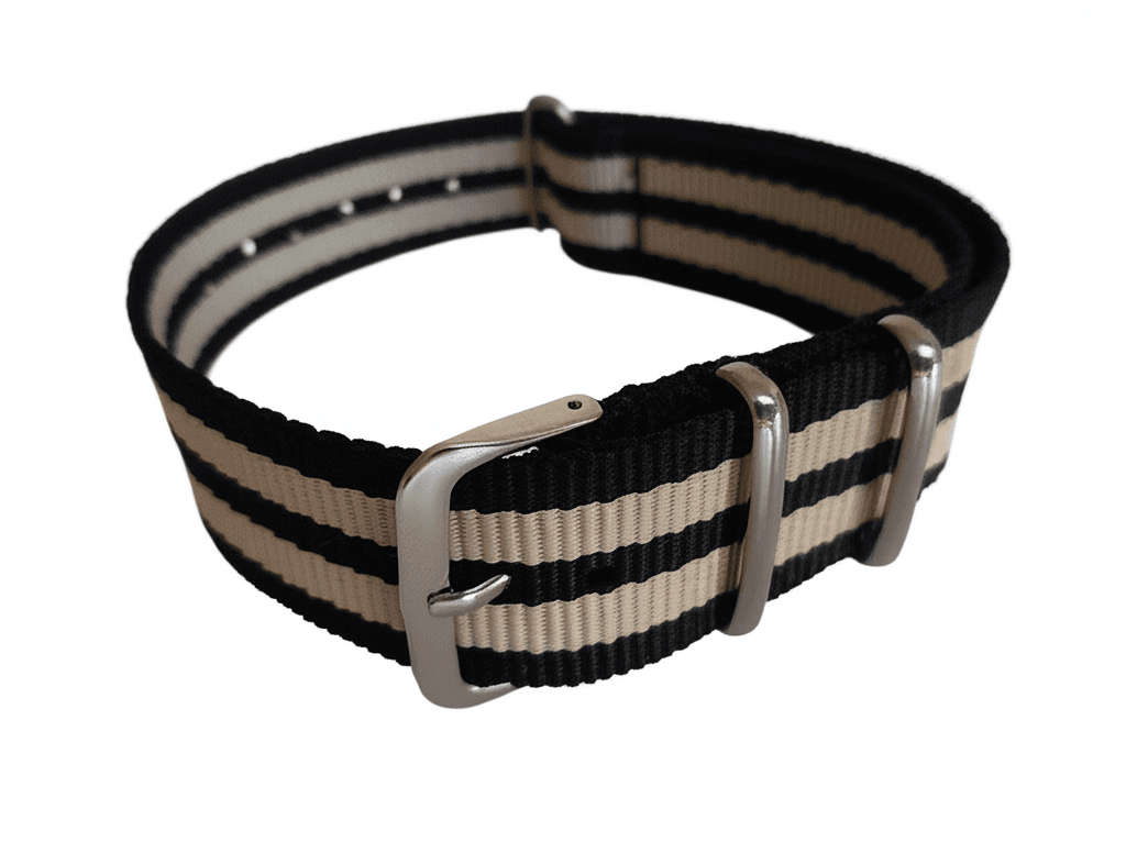 22mm Nato Watch Strap Beige/Black