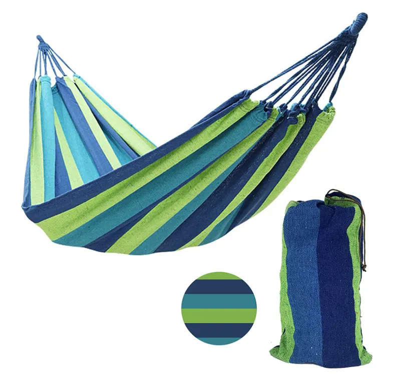 Portable Hammock Outdoor Hammock Travel Camping Swing Canvas Stripe
