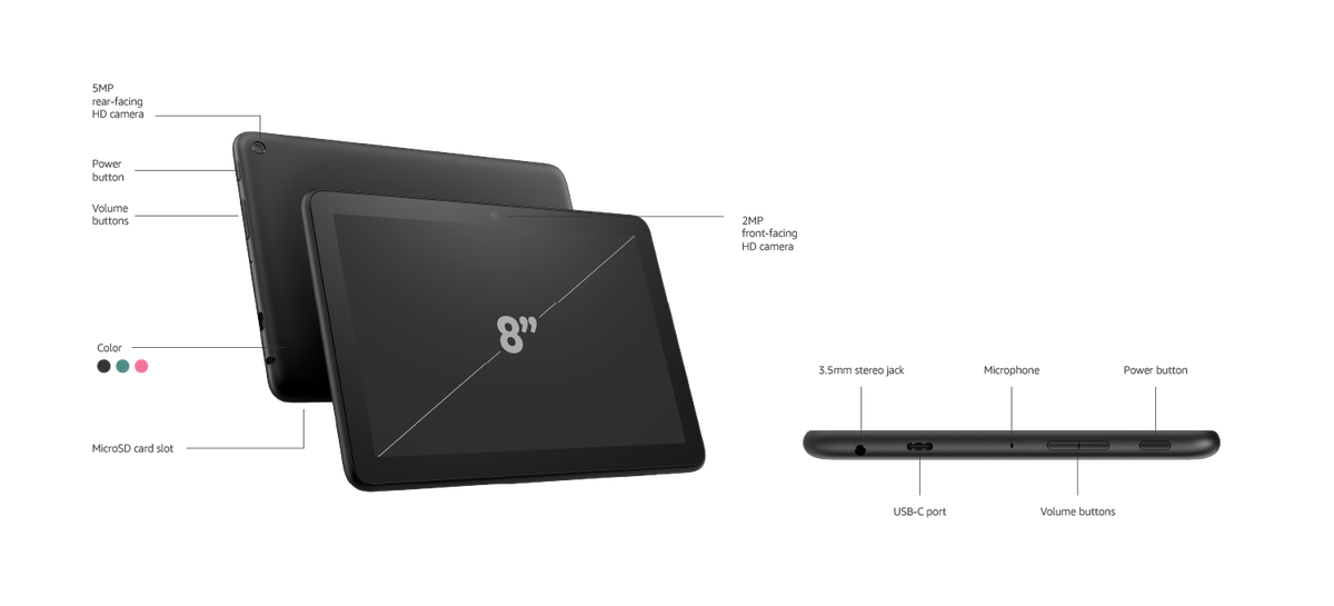 Amazon Fire Tablet HD8 Bundle (Latest 2024 Model)