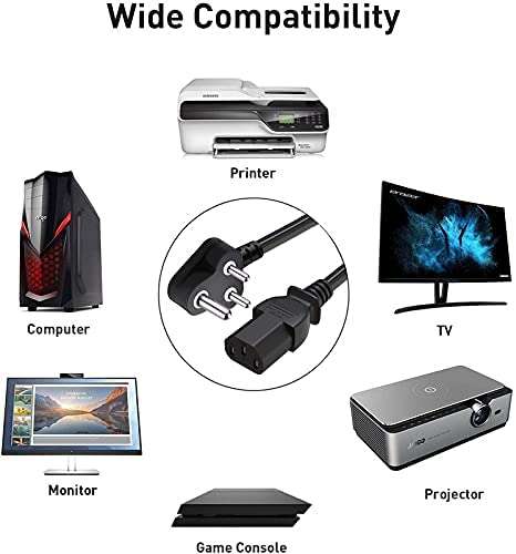 Computer Power Cable - PC Power Cable - Kettle Cord - 3 PIN RSA Plug