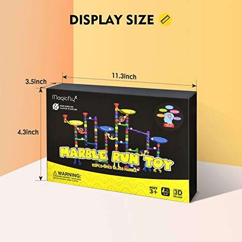 Magicfly Marble Run Set, 127 Pcs Marble Race Track for Kids with Glass Marbles Upgrade Marble Wor...