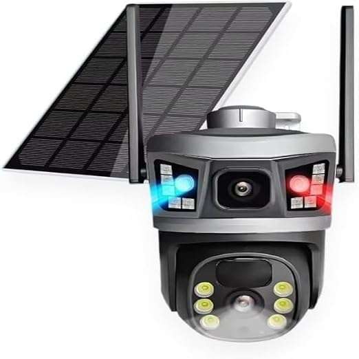 Dual Lens 2 Screens 4G Solar Powered Security Camera