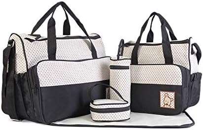 5 in 1 Multifunctional Baby Bag - Black Dots