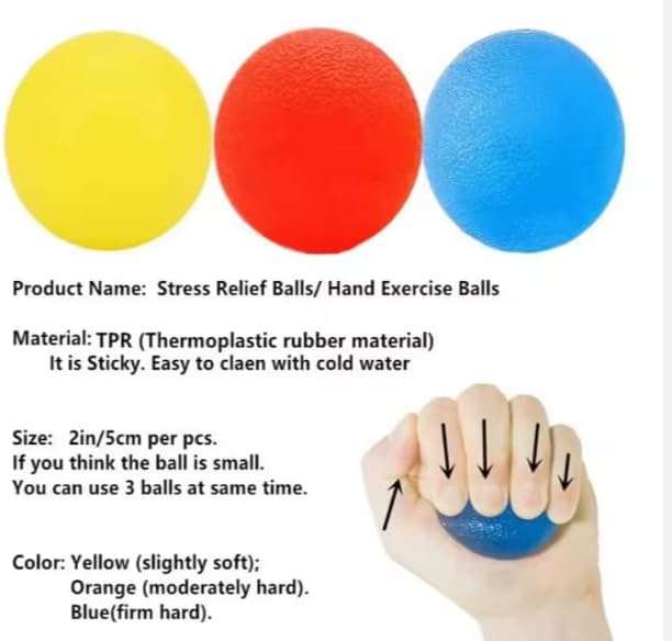 Stress Balls Hand Exercise Therapy-Multi-colour-Pack of 3