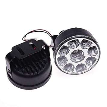 2pcs 9LED Round Car Fog Lamp Driving Daytime Running Lights Head Light White