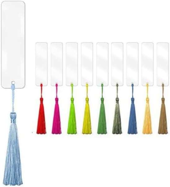 Clear Acrylic Bookmark & Tassel Set - Multicolour - set of 25