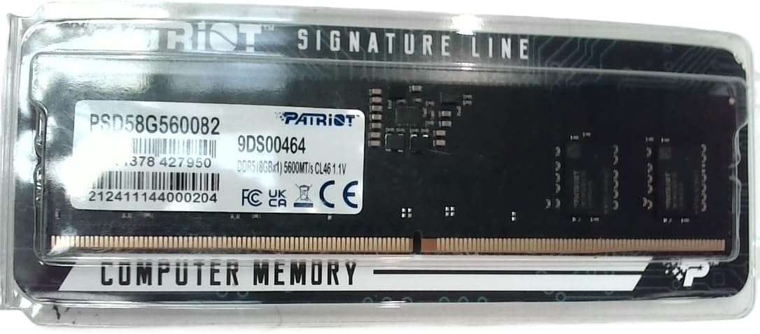 Patriot Signature Desktop Memory Module RAM 8GB (1X8GB) DDR5-5600 CL46 UDIMM
