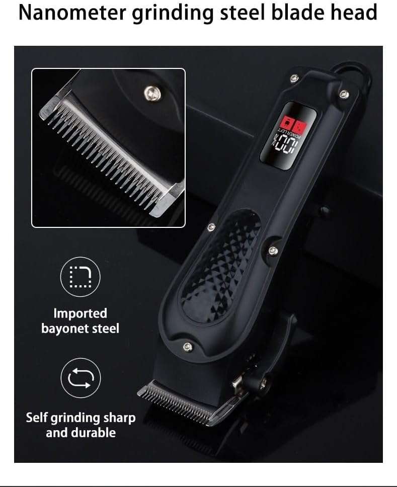 GW Professional Hair Clipper with LCD Display, 4 Guide Combs, USB Rechargeable, Cleaning Brush Inclu