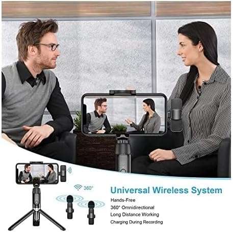 K9 Wireless Dual Lavalier Microphone Portable Audio Video Recording