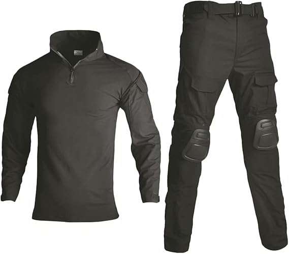 #2 Plain Black Uniform Set + Knee & Elbow Pads - PLAIN BLACK / XLARGE