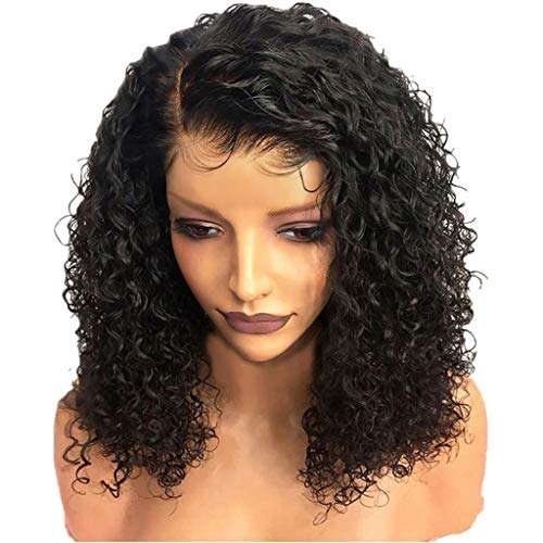 Yanvan Curly Wigs Hair for Women Girls, Brazilian Less Rose Hair Net Full Wig Bob Wave Black Natural