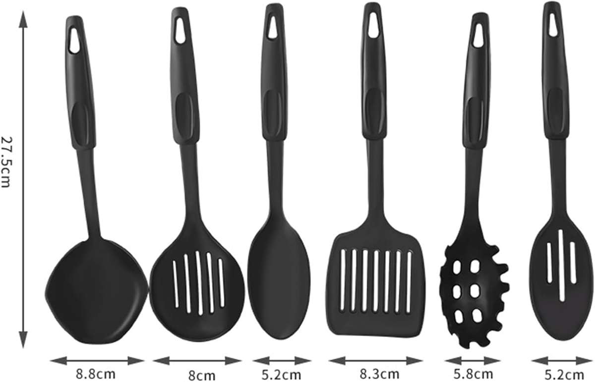 Nonstick Cookware Set with Glass Lids, Black, 13-Piece, Pots and Pans with Kitchen Utensils