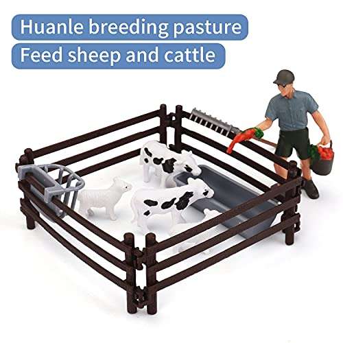 25 Piece Farm Toys Set, Farm Animals Toys Playset with Barn Cows Dogs Fens Tractors and Accessori...