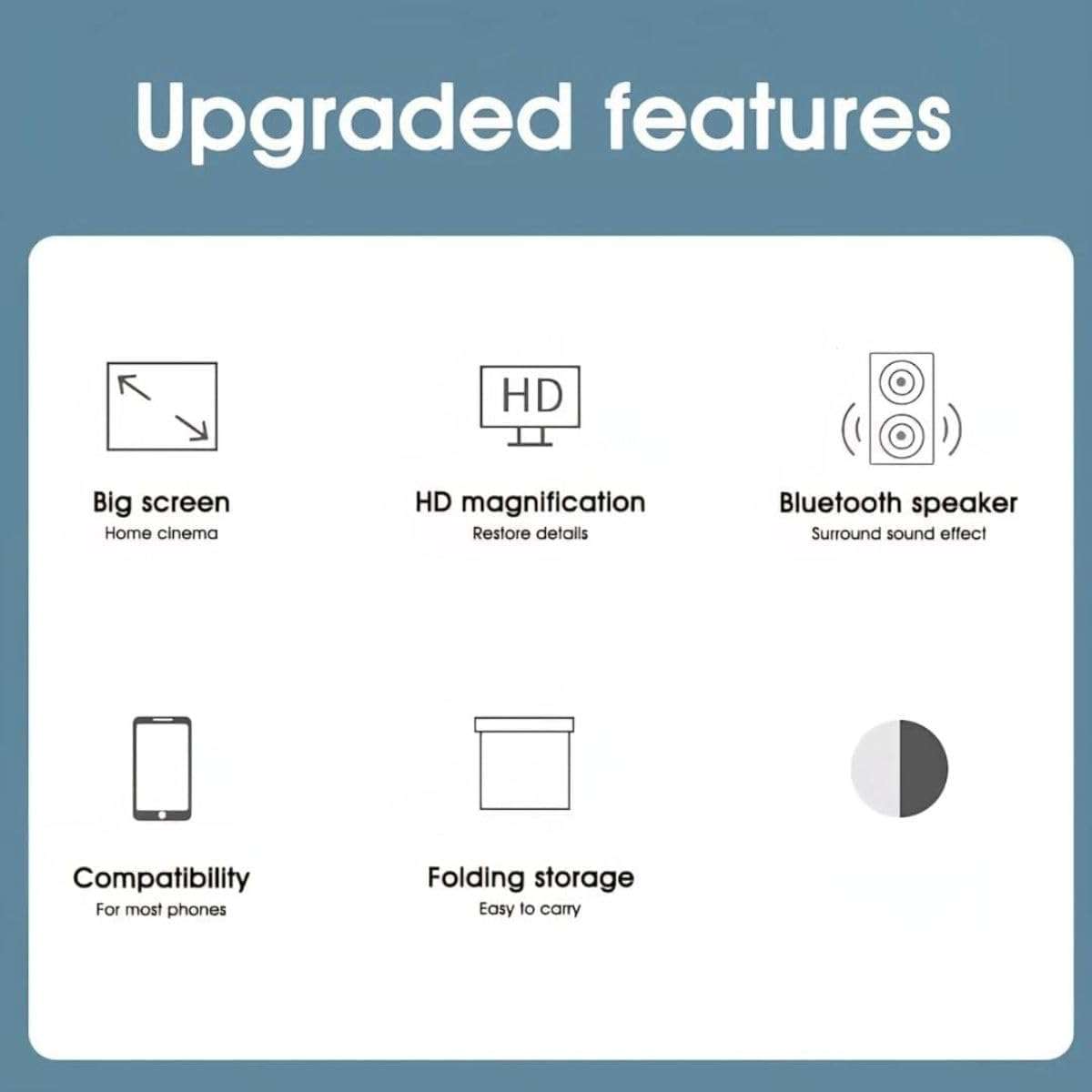 12-Inch Phone Screen Magnifier with Bluetooth Speaker (White)  6D HD Mobile Screen Enlarger