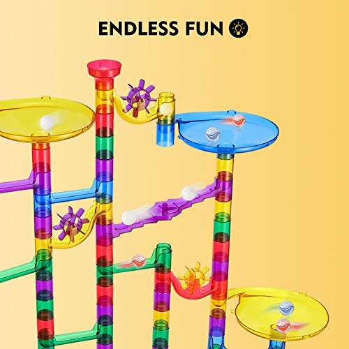 Magicfly Marble Run Set, 127 Pcs Marble Race Track for Kids with Glass Marbles Upgrade Marble Wor...