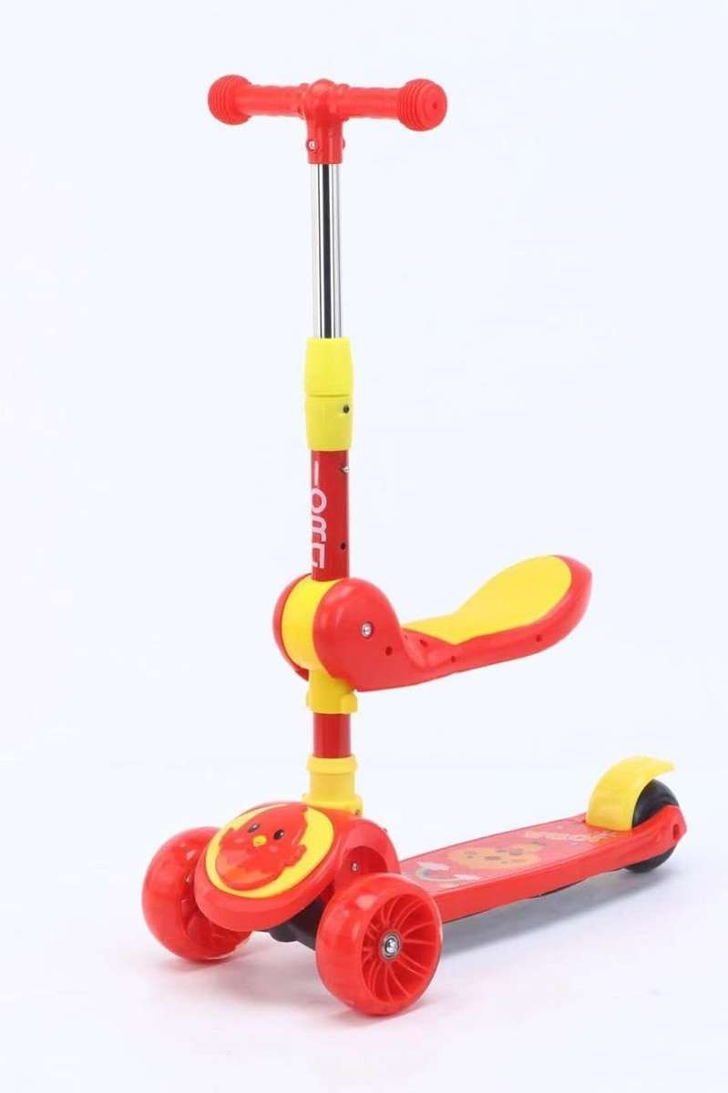 Kids Foldable And Adjustable Scooter With Seat And Flashing Wheel Lights