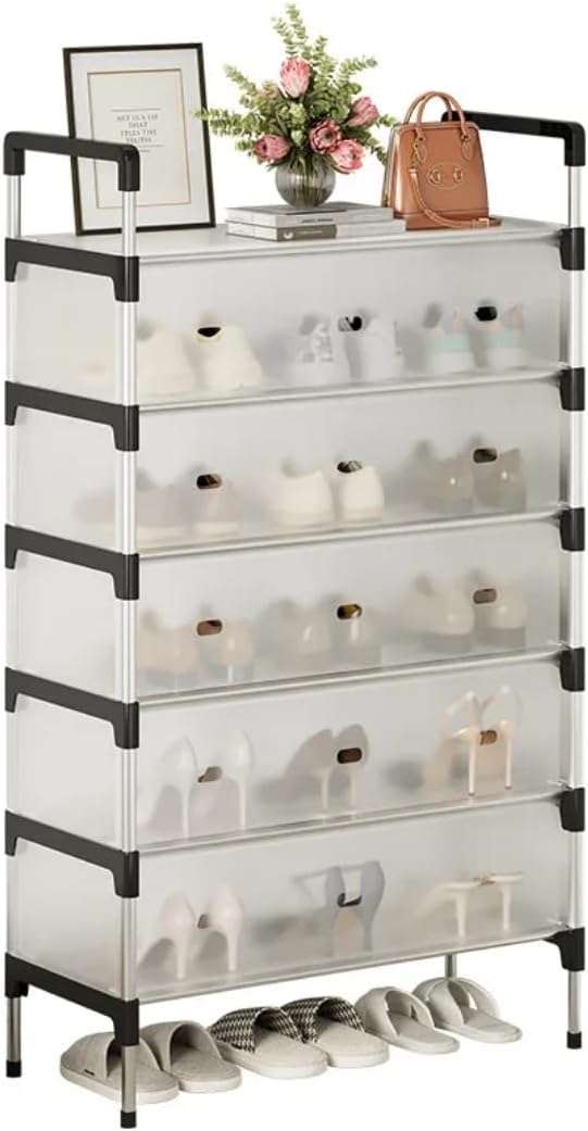 8-Tier Shoe Rack with Layer Covers Sturdy and Space-Saving Shoe Organizer