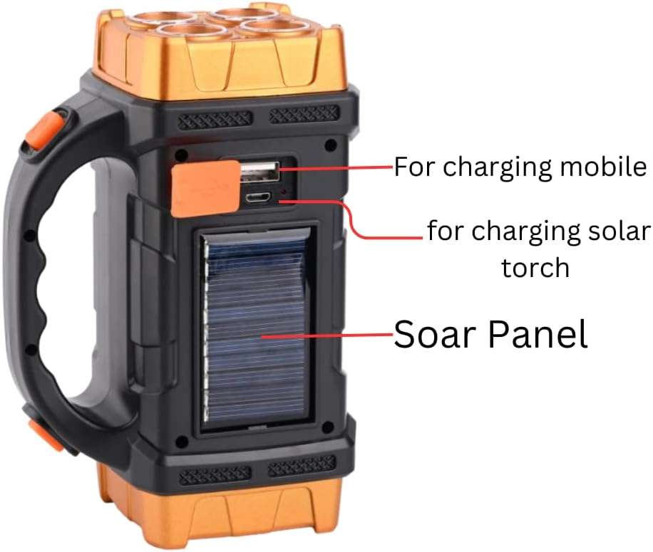 4 Front LED + 4 Rear LED + 32 Side LED + COB Lithium Battery Solar Rechargeable Multifunction Light